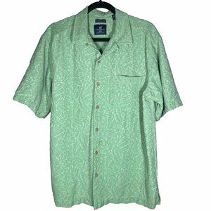 Caribbean Joe Shirt Short‎ Sleeve Hawaiian Washable Silk Men’s Green Size Large